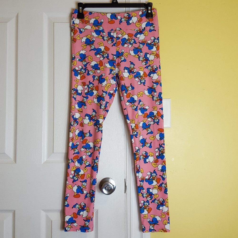 Lularoe Disney Donald Duck Pink Leggings One Size
